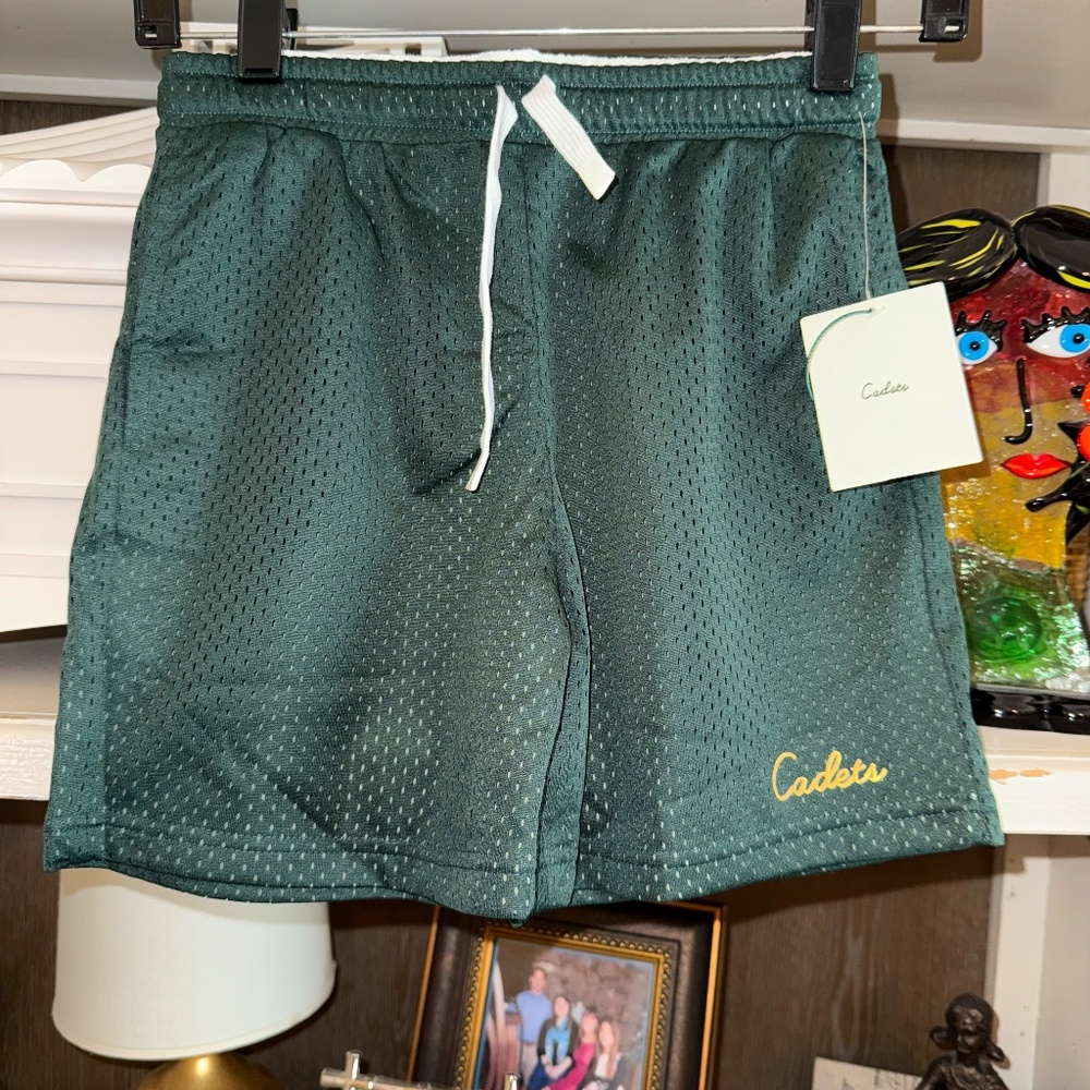 Cadets Check Out Mesh Shorts in Green SZ 10/12 (25-28” Waist) NWOT